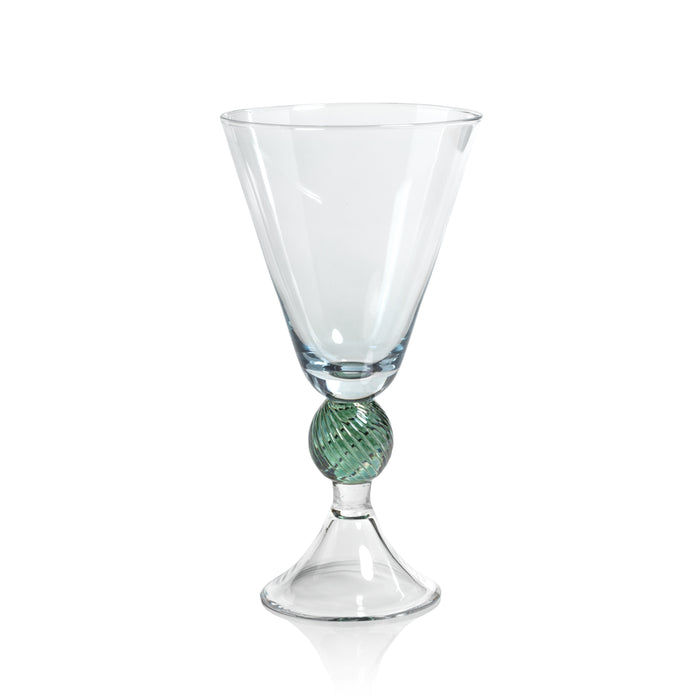 Cali Light-Blue & Green Vintage Stemmed Glasses, Set of 4