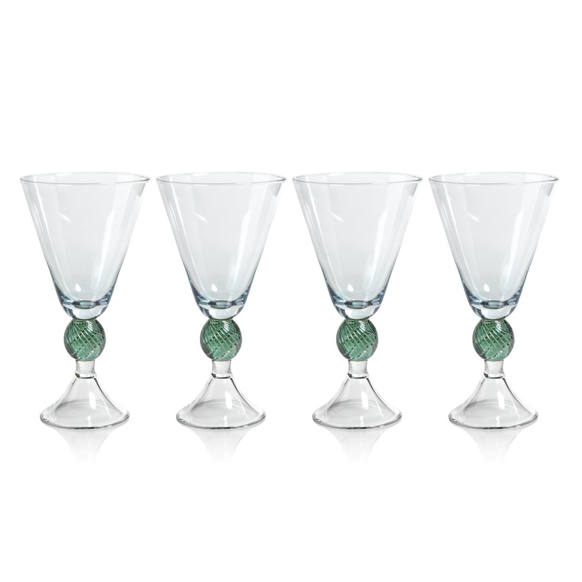 Cali Light-Blue & Green Vintage Stemmed Glasses, Set of 4