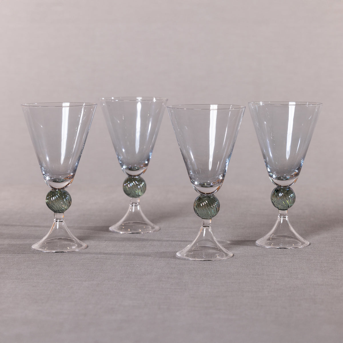 Cali Light-Blue & Green Vintage Stemmed Glasses, Set of 4