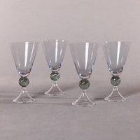 Cali Light-Blue & Green Vintage Stemmed Glasses, Set of 4