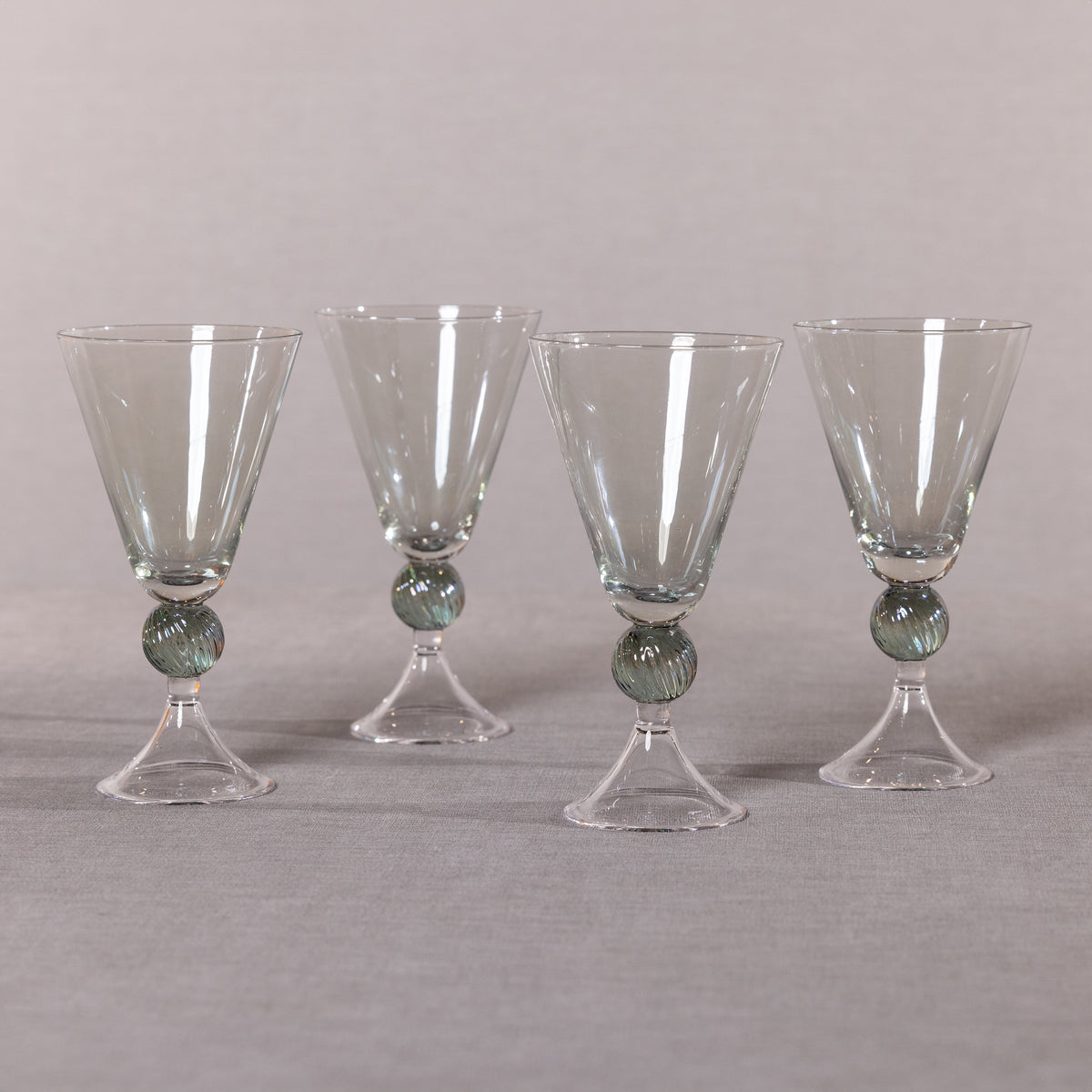 Cali Green Vintage Stemmed Glasses, Set of 4