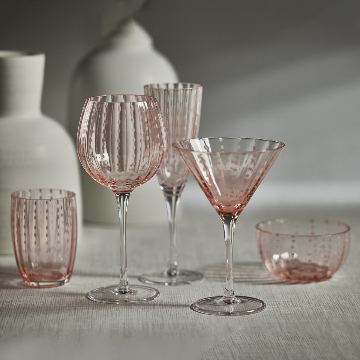 Preston Pink Glass Wine Glasses, Set of 4