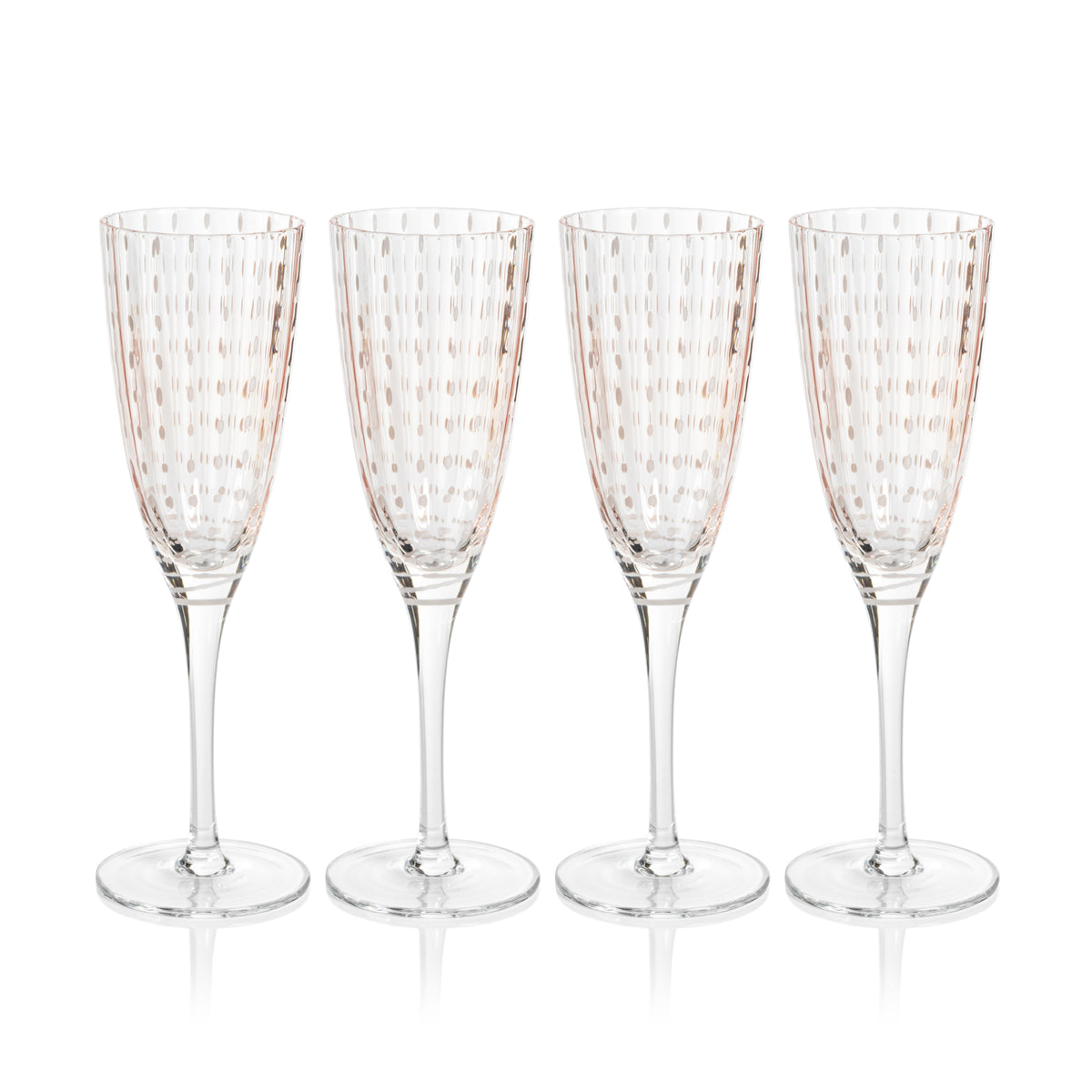Preston Pink Glass Champagne Flutes, Set of 4