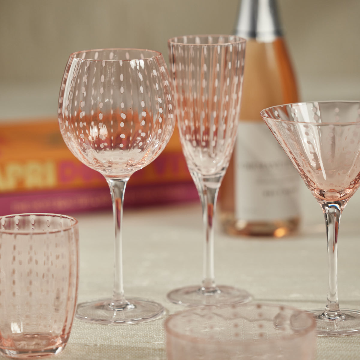 Preston Pink Glass Martini Glasses, Set of 4