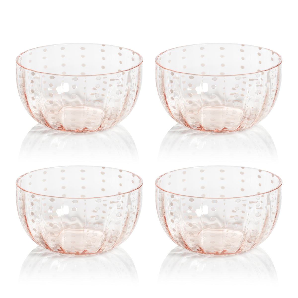 Preston Pink Glass Condiment Glass Bowls, Set of 4