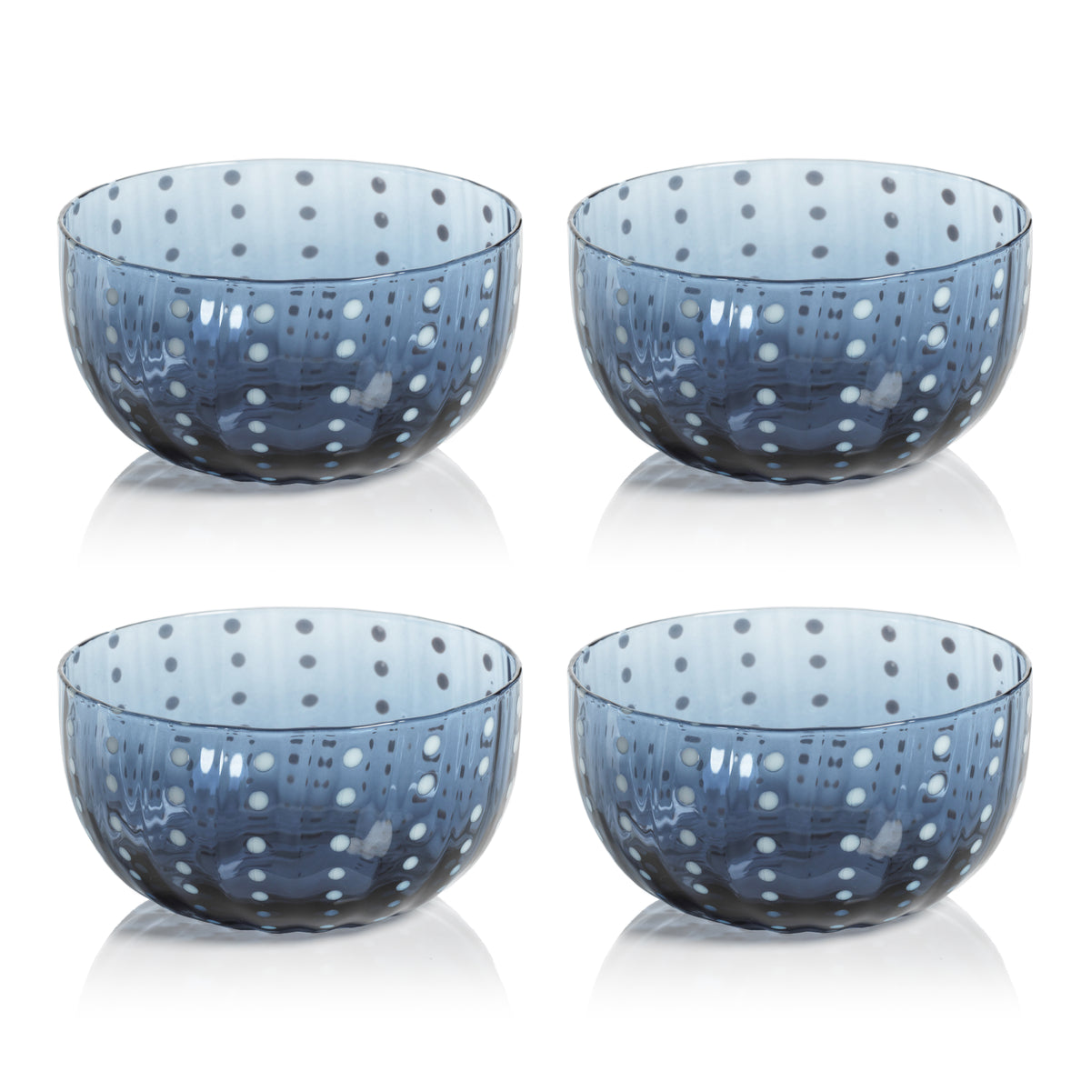 Preston Navy Blue Condiment Glass Bowls, Set of 4