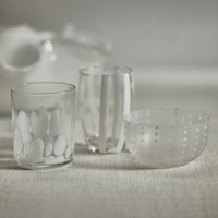 Porto White Dot Condiment Frosted Glass Bowls, Set of 4
