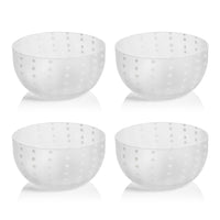 Porto White Dot Condiment Frosted Glass Bowls, Set of 4