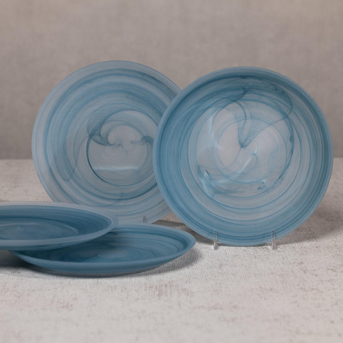 Azur Alabaster Glass Salad Plates, Set of 4