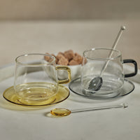 Bagliano Yellow Glass Tea & Coffee Cups and Saucers, Set of 4