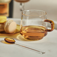 Bagliano Amber Glass Tea & Coffee Cups and Saucers, Set of 4