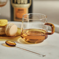 Bagliano Amber Glass Tea & Coffee Cups and Saucers, Set of 4