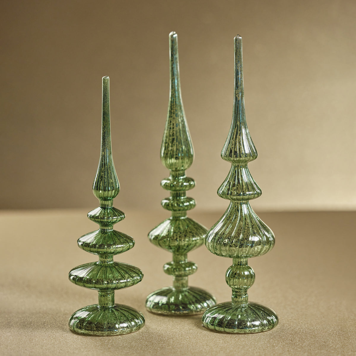 Azenor Green LED Tabletop Finials, Set of 2