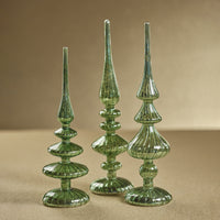 Azenor Green LED Tabletop Finials, Set of 2