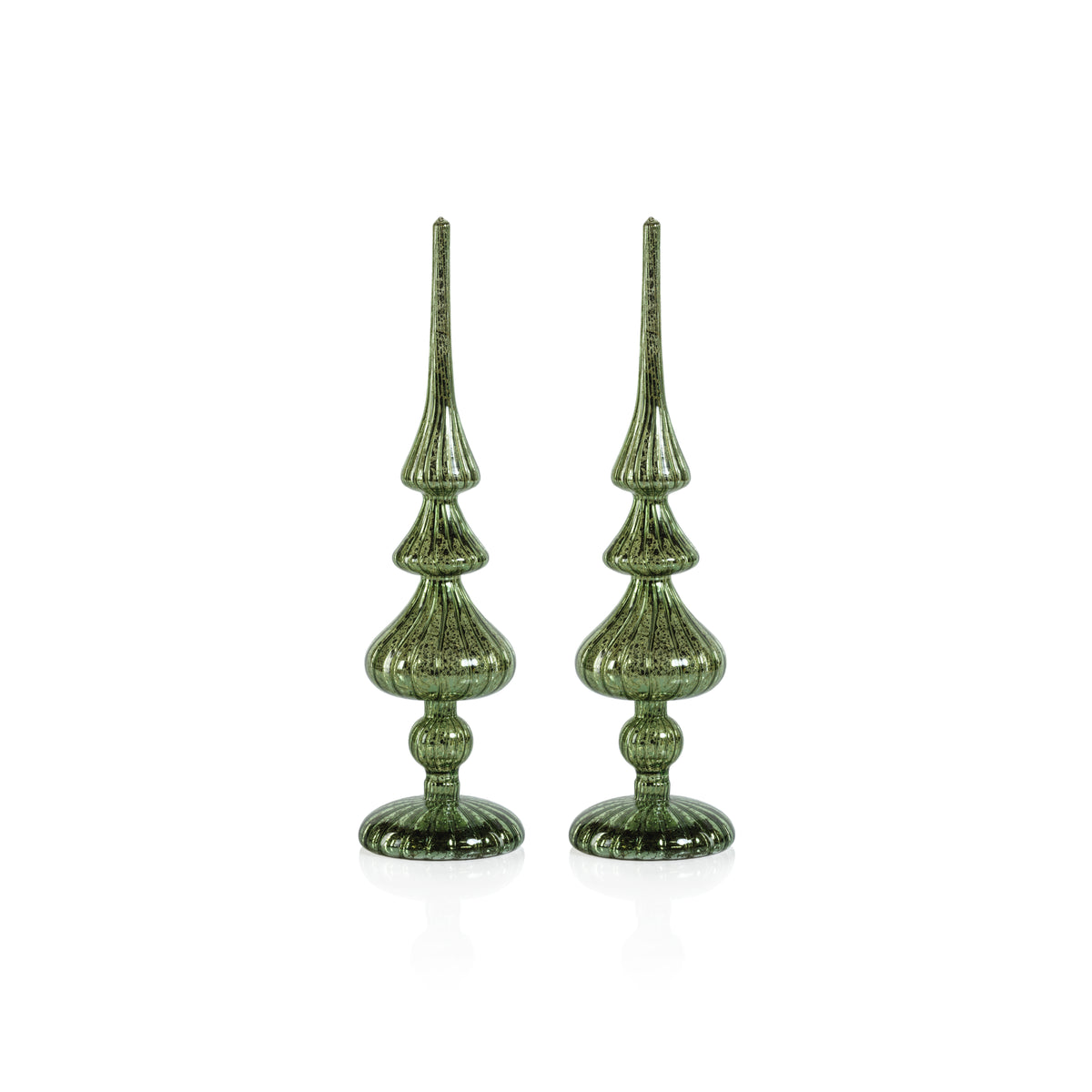 Azenor Green LED Tabletop Finials, Set of 2