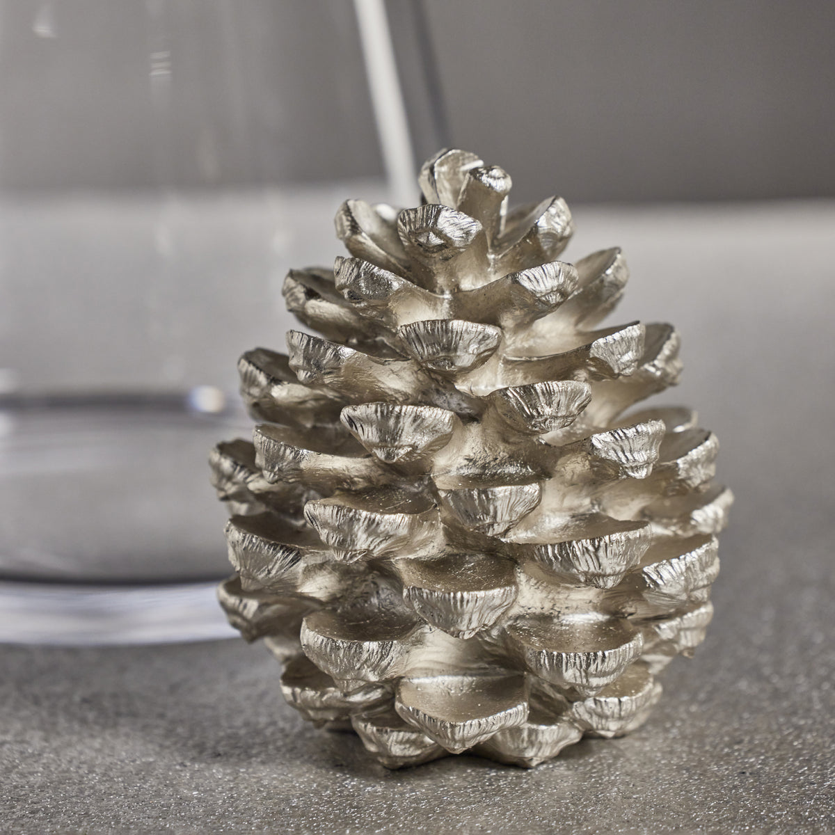 Silver Shula Decorative Pinecone Figurine
