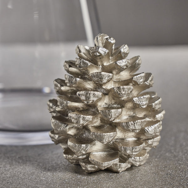 Silver Shula Decorative Pinecone Figurine