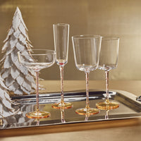 Sachi Amber & PinkRed Wine Glasses, Set of 4