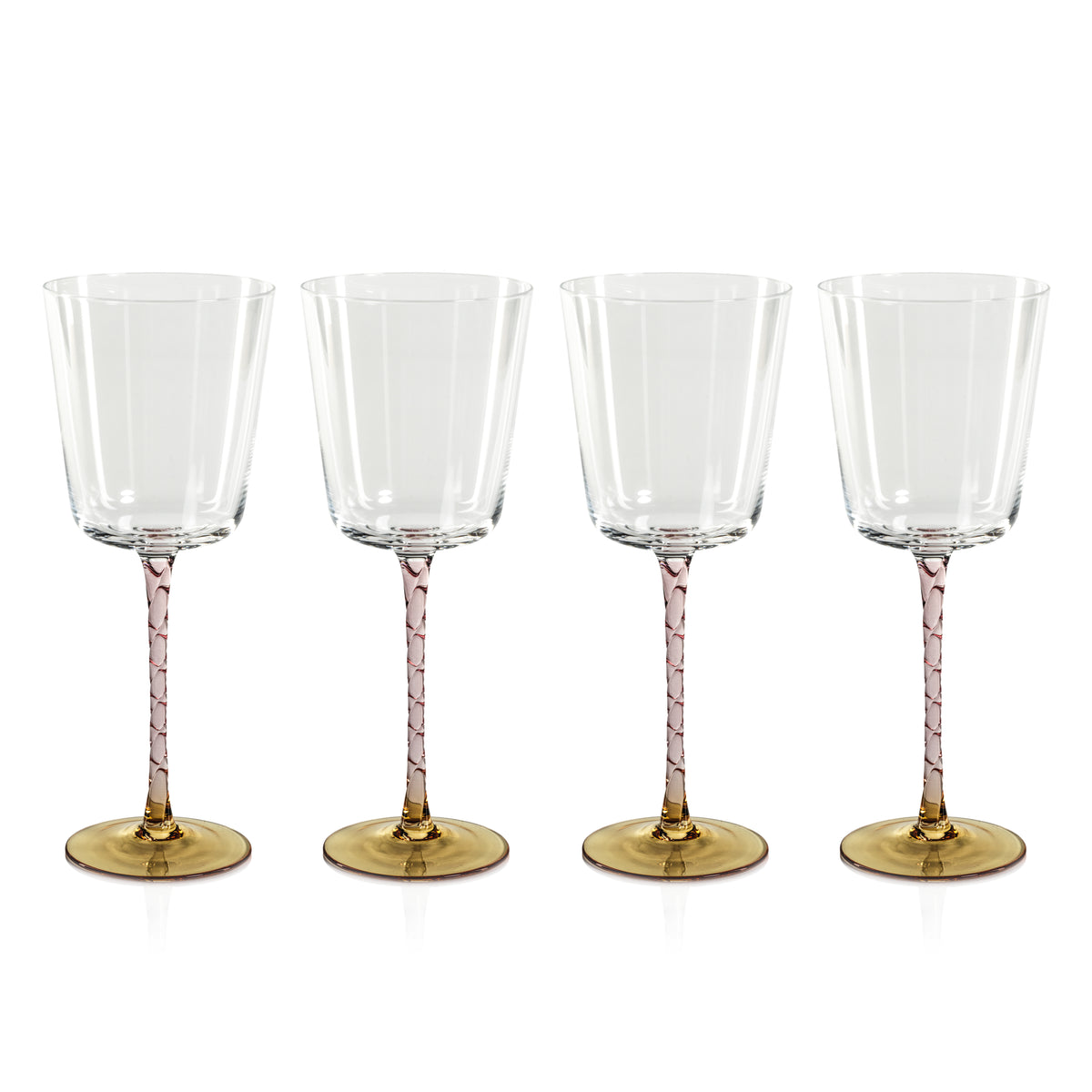 Sachi Amber & PinkRed Wine Glasses, Set of 4