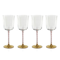 Sachi Amber & PinkRed Wine Glasses, Set of 4
