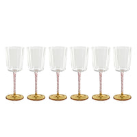 Sachi Amber & Pink White Wine Glasses, Set of 6