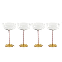Sachi Amber & Pink Cocktail / Martini Glasses, Set of 4