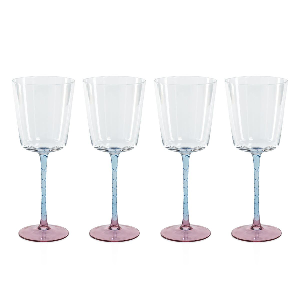 Sachi Pink & Blue Red Wine Glasses, Set of 4