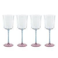 Sachi Pink & Blue Red Wine Glasses, Set of 4