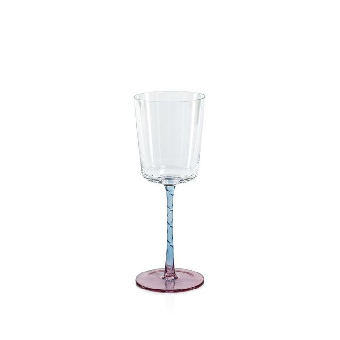 Sachi Pink & Blue White Wine Glasses, Set of 6