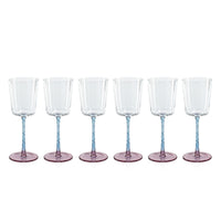 Sachi Pink & Blue White Wine Glasses, Set of 6