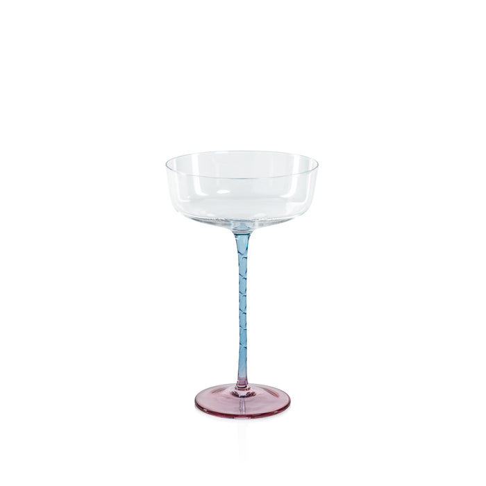 Sachi Pink & Blue Cocktail / Martini Glasses, Set of 4