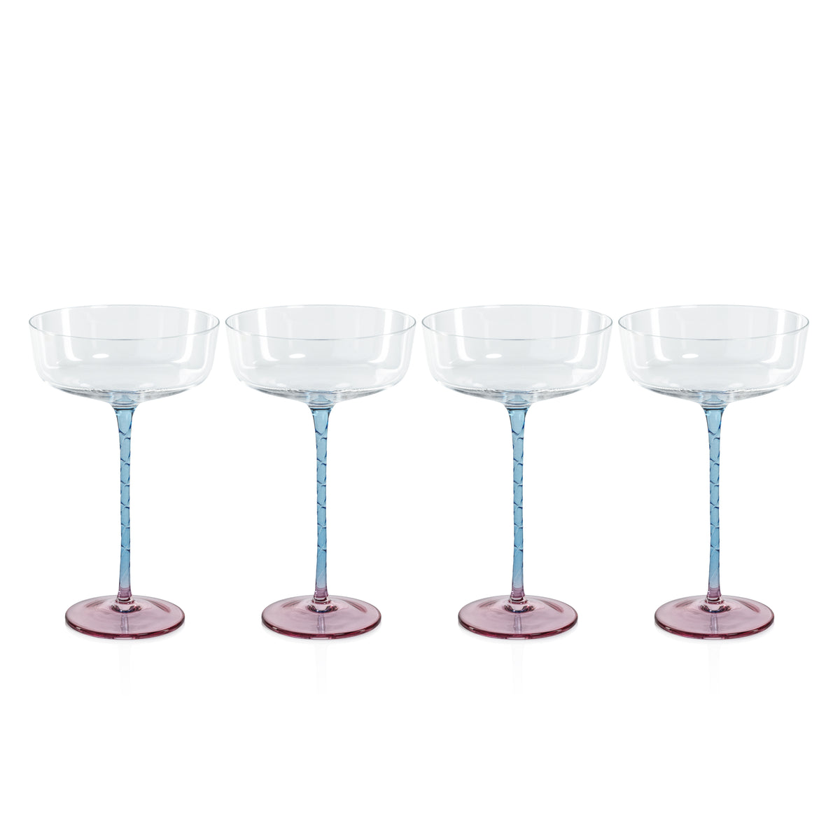 Sachi Pink & Blue Cocktail / Martini Glasses, Set of 4