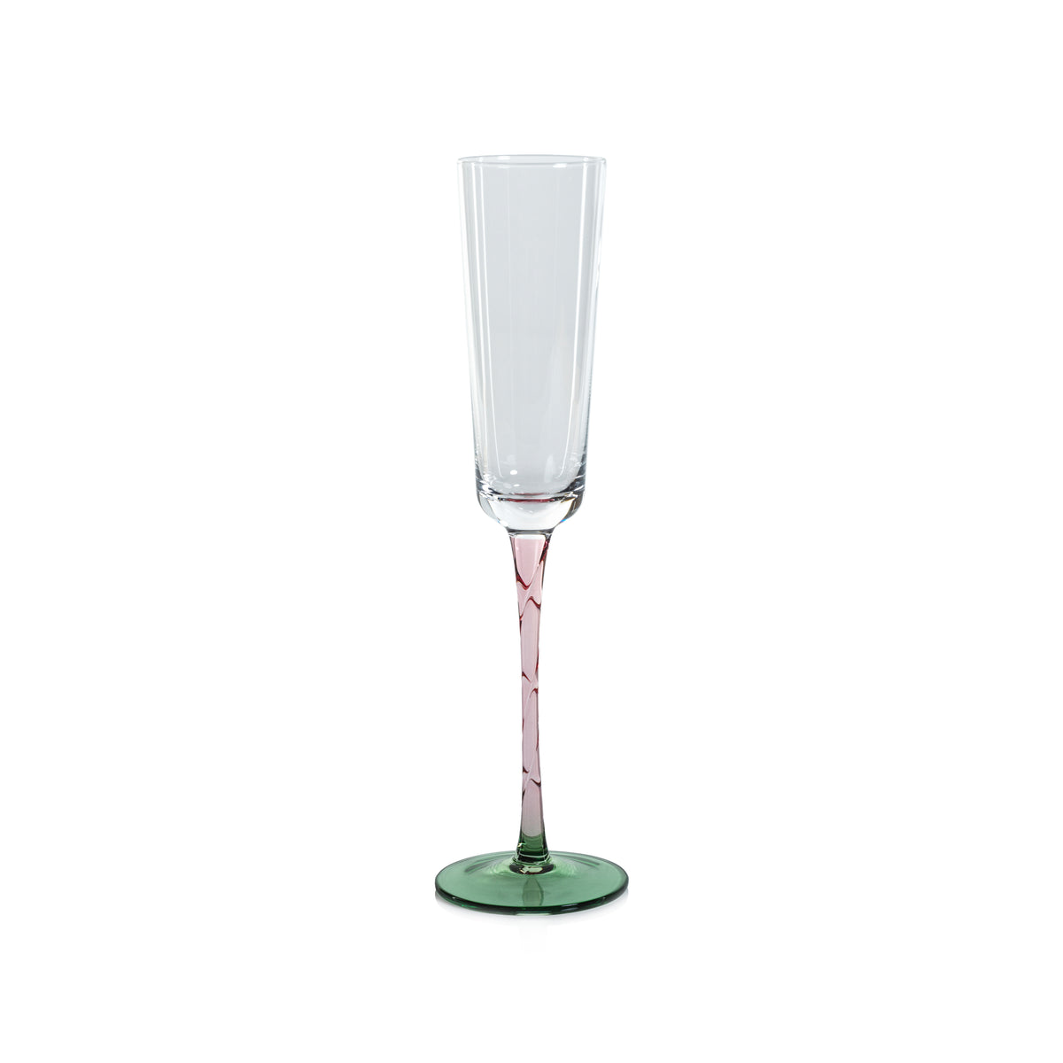 Sachi Green & Pink Champagne Flutes, Set of 6