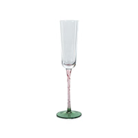 Sachi Green & Pink Champagne Flutes, Set of 6