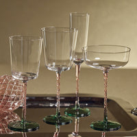 Sachi Green & Pink Red Wine Glasses, Set of 4