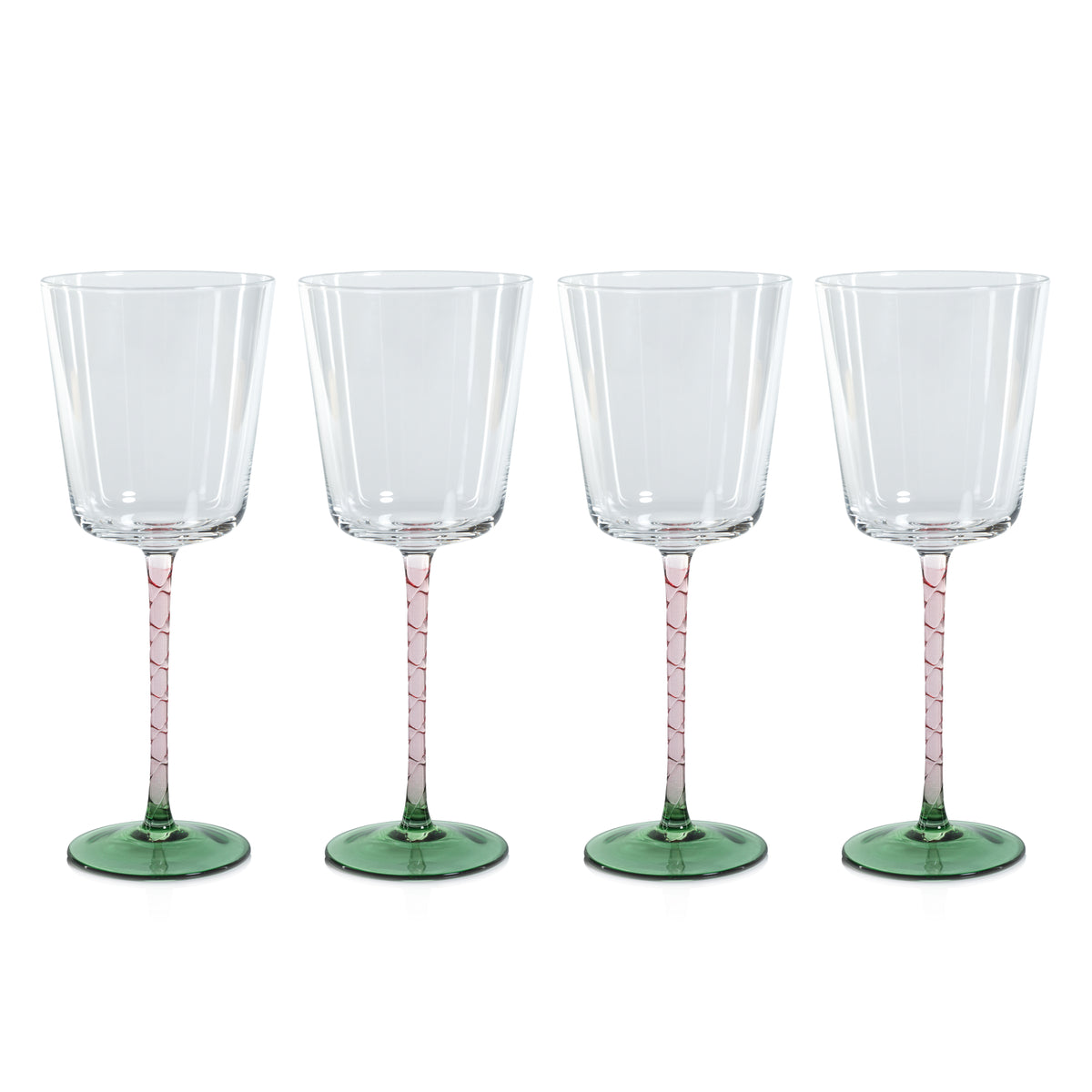 Sachi Green & Pink Red Wine Glasses, Set of 4