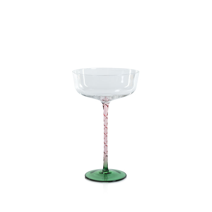 Sachi Green & Pink Cocktail / Martini Glasses, Set of 4