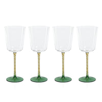 Sachi Amber & Green Red Wine Glasses, Set of 4