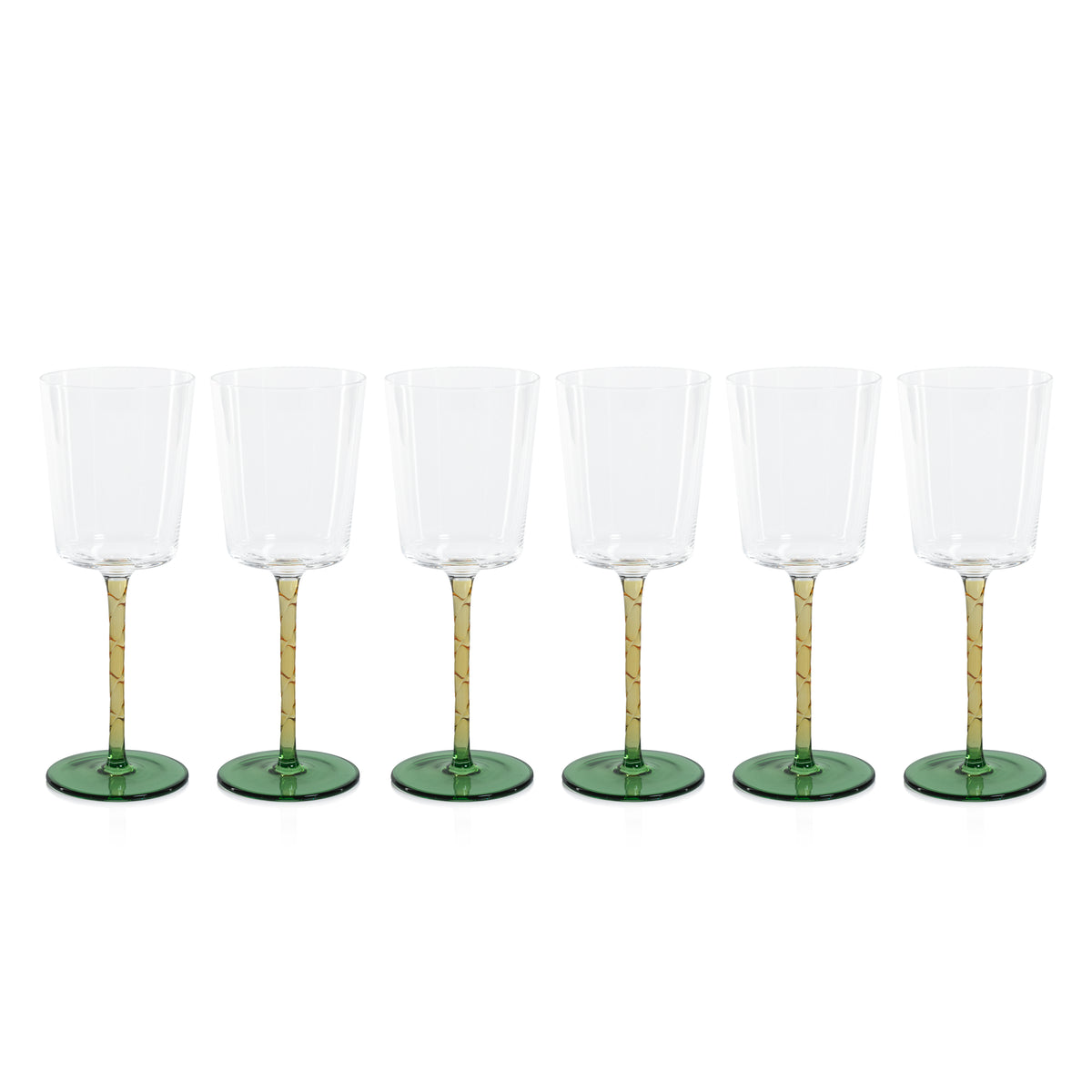 Sachi Amber & Green White Wine Glasses, Set of 6