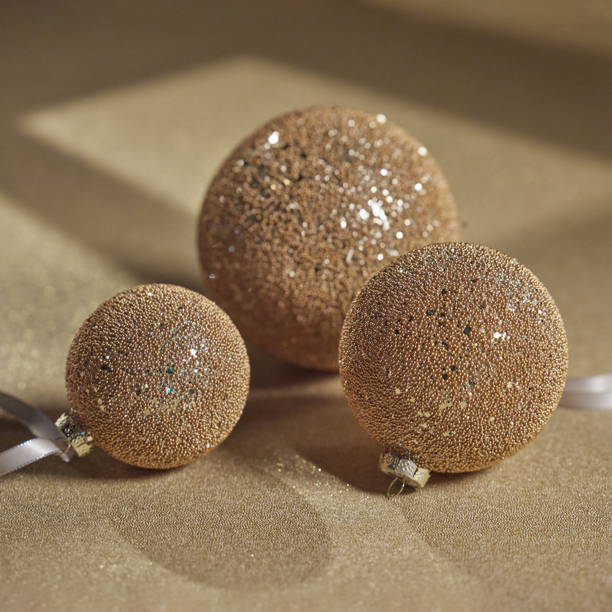 Hoshi Gold Beaded Glass Ball Ornaments, Set of 6