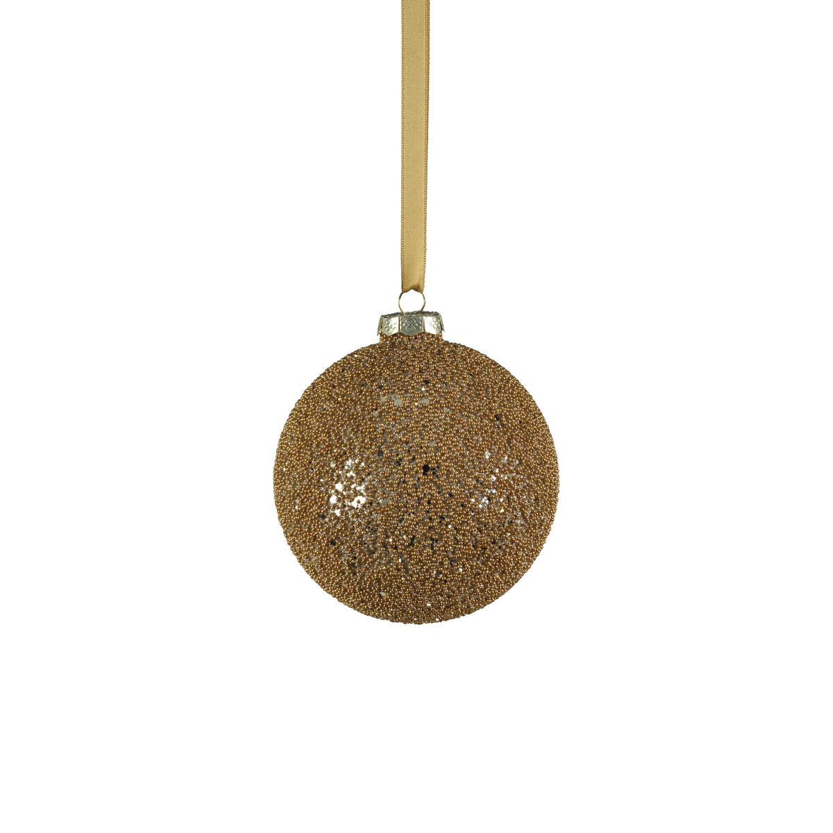 Hoshi Gold Beaded Glass Ball Ornaments, Set of 6