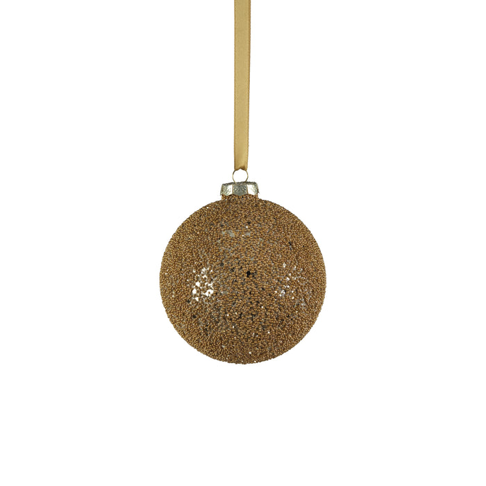 Hoshi Gold Beaded Glass Ball Ornaments, Set of 6
