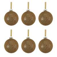 Hoshi Gold Beaded Glass Ball Ornaments, Set of 6