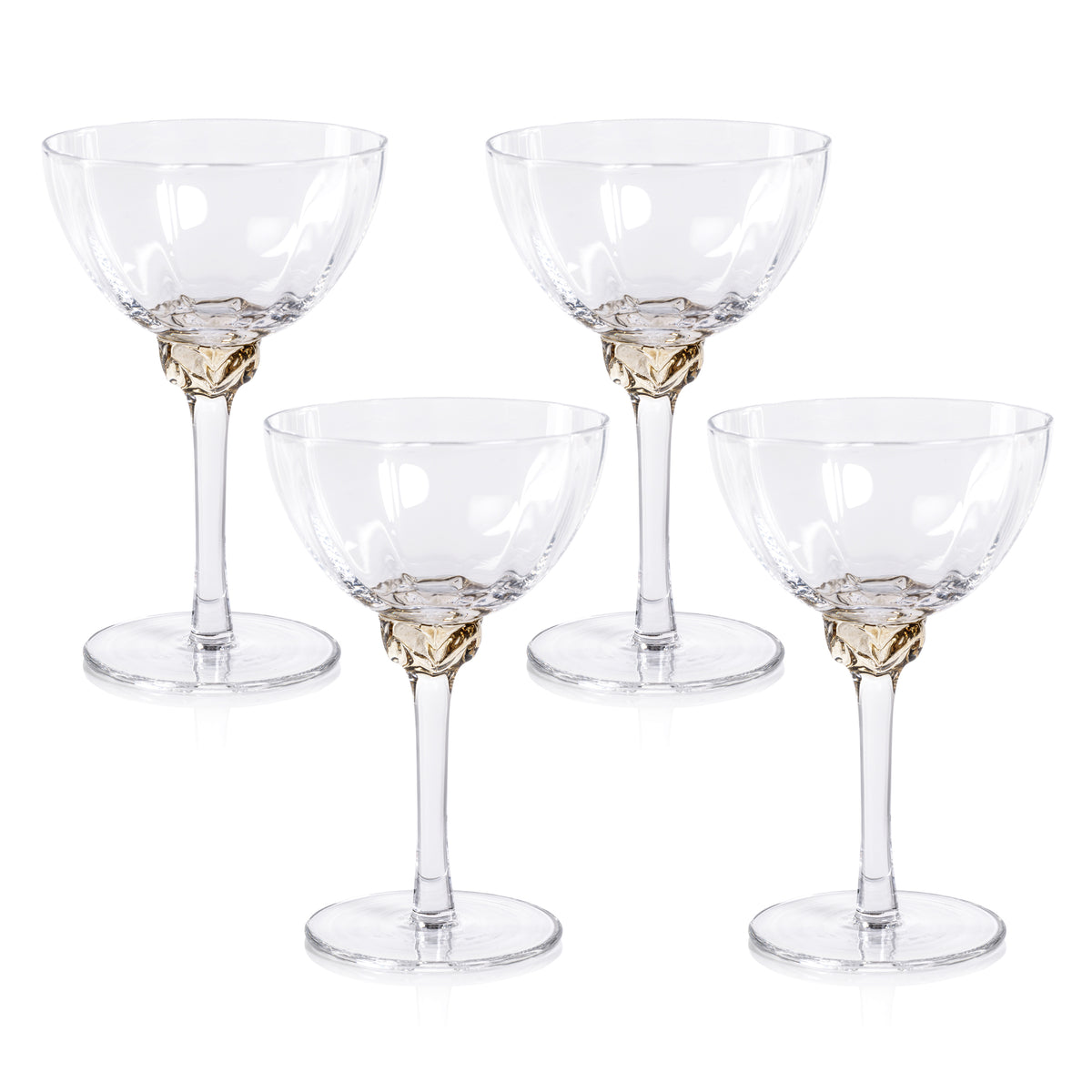 Colleen Amber Martini / Cocktail Optic Glasses, Set of 4