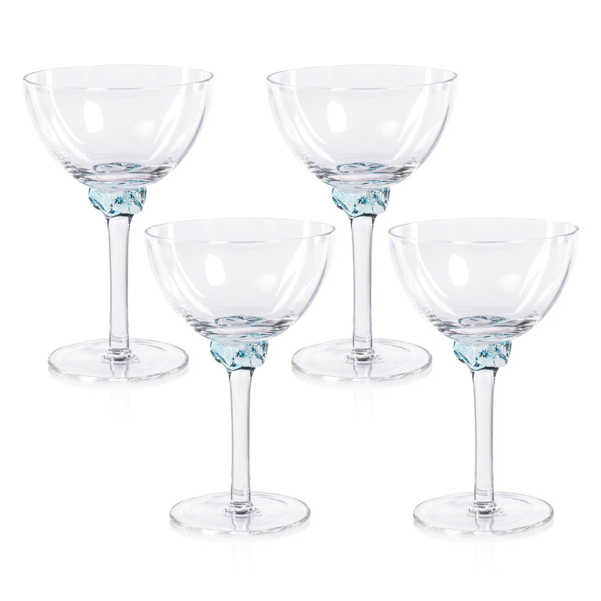 Colleen Azure Martini / Cocktail Optic Glasses, Set of 4