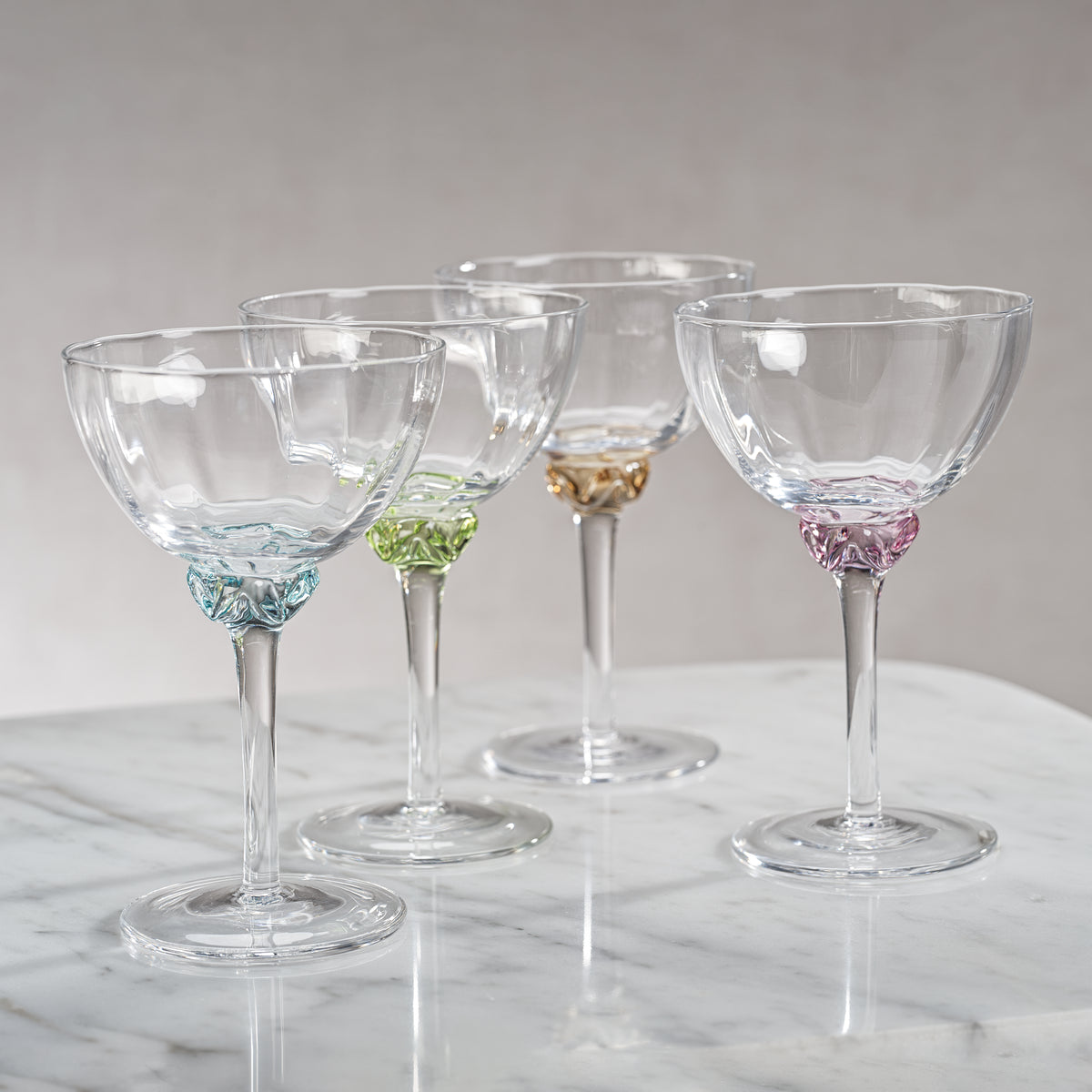 Colleen Lime Martini / Cocktail Optic Glasses, Set of 4