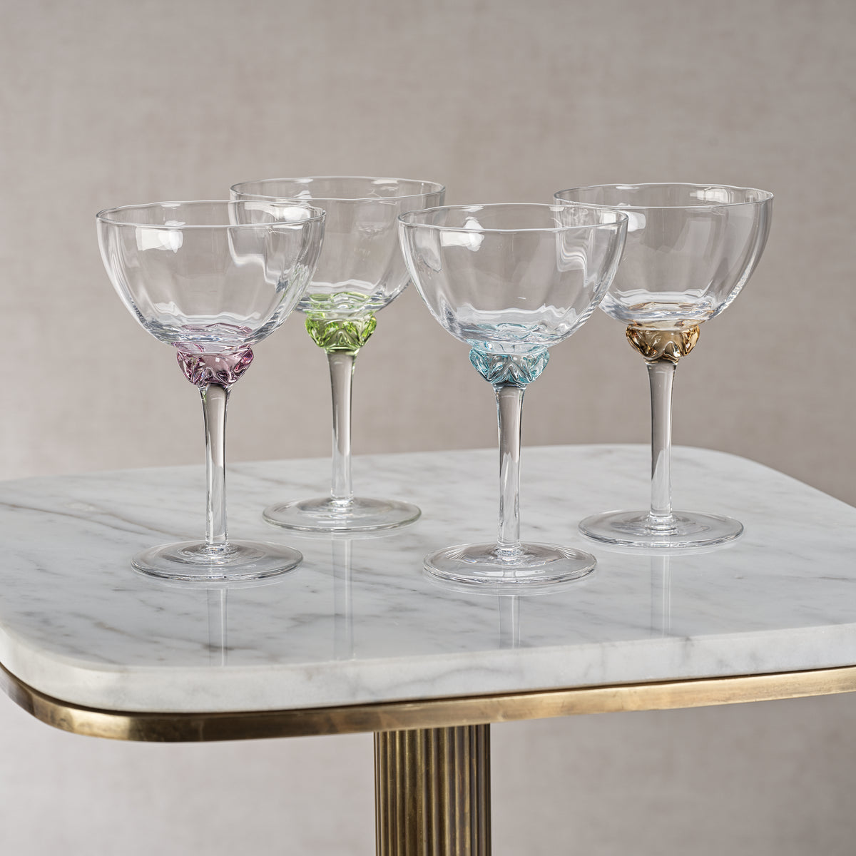 Colleen Lime Martini / Cocktail Optic Glasses, Set of 4