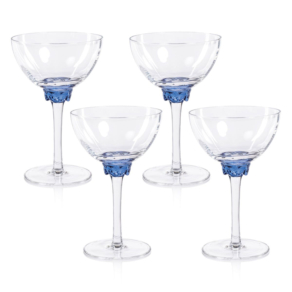 Colleen Sapphire Martini / Cocktail Optic Glasses, Set of 4