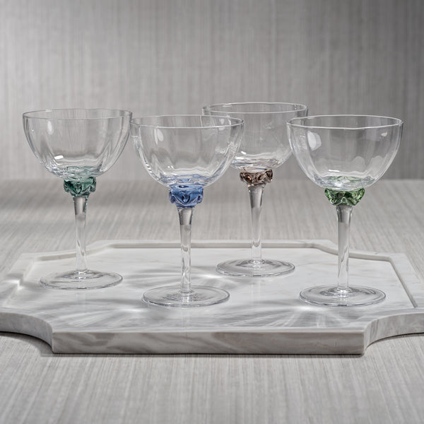 Colleen Sea Green Martini / Cocktail Optic Glasses, Set of 4