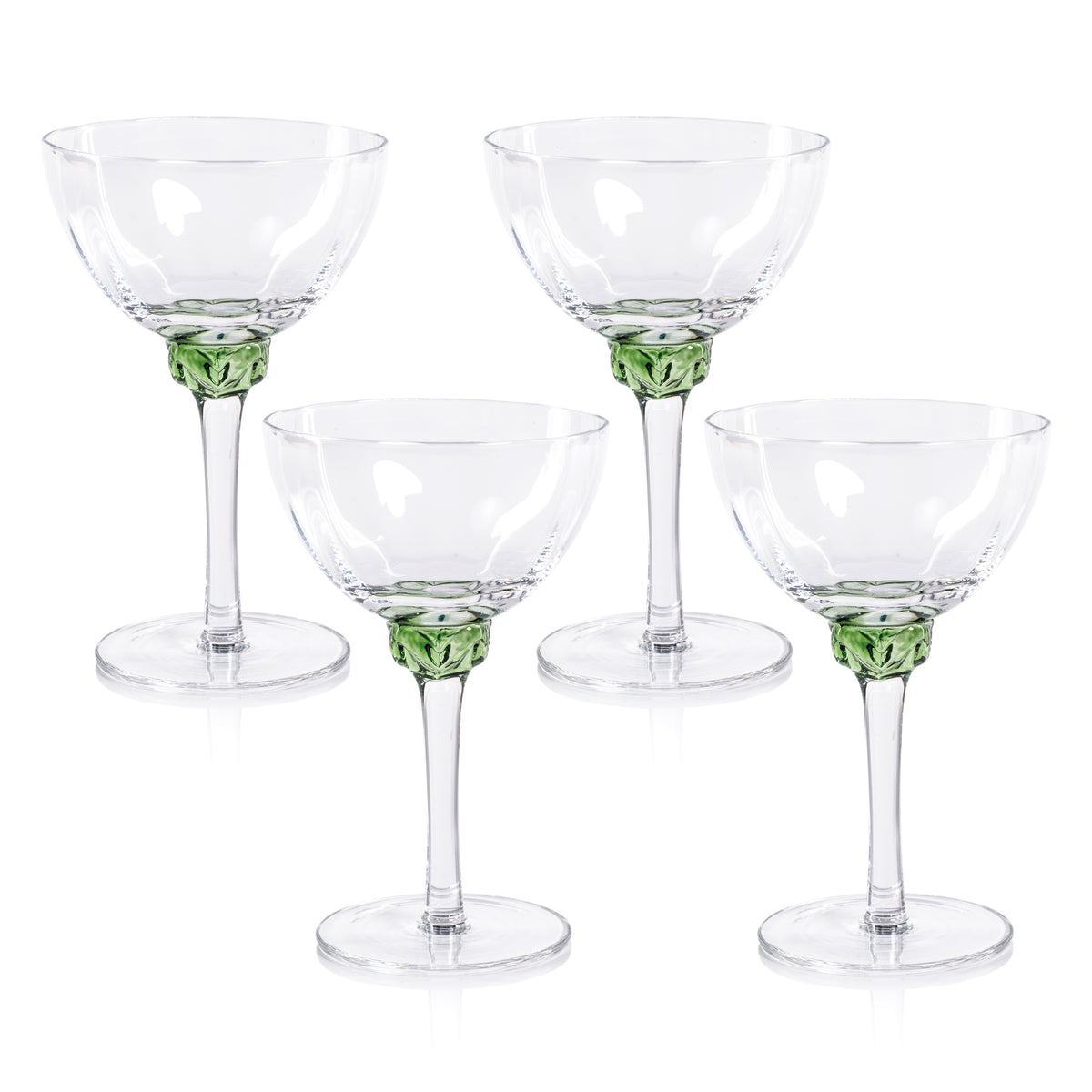 Colleen Verdant Green Martini / Cocktail Optic Glasses, Set of 4